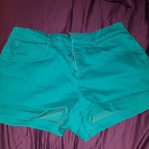 Teal mid rise shorts
